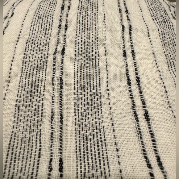 Just Living Striped Linen Blend Drawstring Pants Cream Black Boho Wide Leg Small - Picture 4 of 4